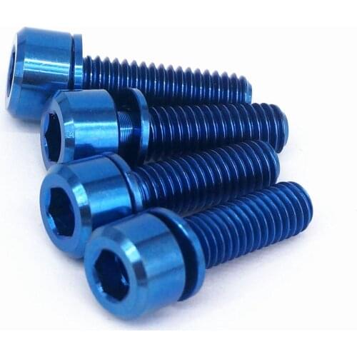 LOT 4 M6 x 20mm Blue TC4 GR5 Titanium Alloy Allen Hex Screw Column Cap Head Bolts For Bicycle