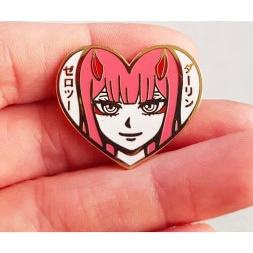 Cute Zero Two Darling in the Franxx Love Heart Enamel Pins Anime Lapel Pin Jeans Badge Brooch Backpack Fashion Accessories Gift