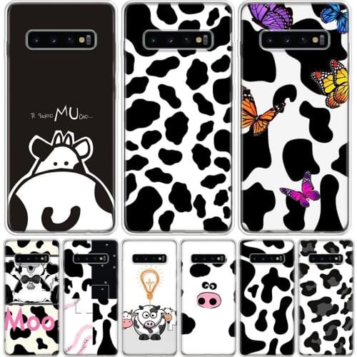 Cow Pattern Black White Phone Case for Samsung Galaxy S10 S20 Ultra Note 10 9 8 S9 S8 S7 J4 J6 J8 Plus Lite + Popular Cover Capa