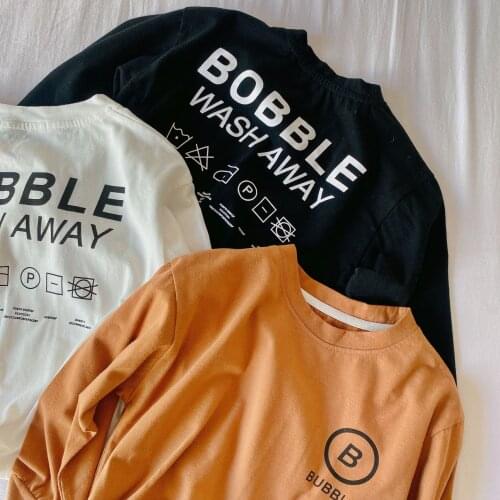 Childrens Cotton T-shirts 2021 Autumn New Baby Boys Fashion Letter Print T Shirt Casual Long Sleeve Bottoming Shirts for Boys