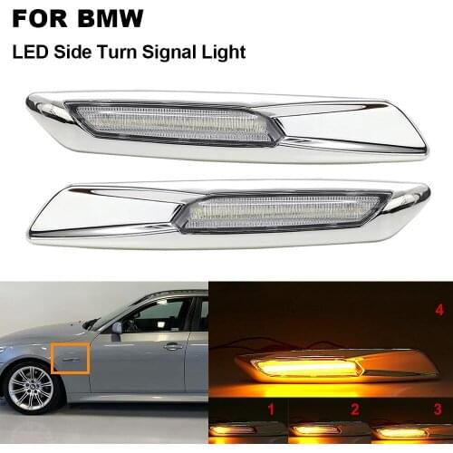 Dynamic Flowing LED Side Marker Light Lamp 2PCS For BMW E60 Sedan 04-10 E61 Wagon 06-10 E82 Coupe 08-10 E88 E90 E91 E92 E93