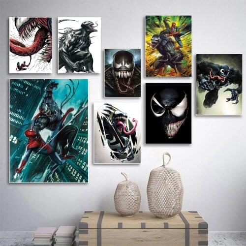 Canvas Painting disney Marvel Avengers Venom Anime Poster Comics Superhero Fighting Spiderman Print Wall Picture Kids Room Decor