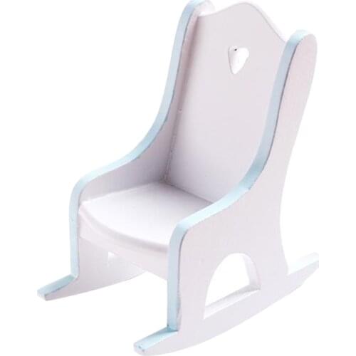 Doll House Wooden Chair 1:12 Scale Christmas Dollhouse Model Chair Mini Dollhouse Wooden Rocking Chair for Dollhouse Decoration