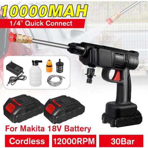 30Bar 10000mAh Cordless Electric High Pressure Washer Rechargeable Auto Car Washing Spray Gun Water Gun for Makita 18V Battery