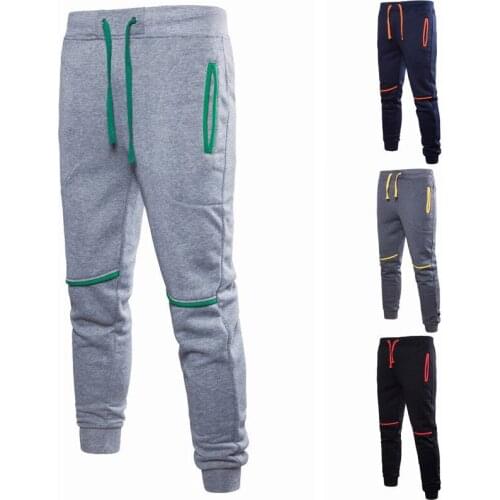 2019 New Style Fashion Mens Casual Trousers Joggers Soccer Athletic Pants Drawstring Patchwork With Pocket