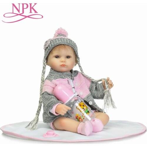 NPK soft silicone reborn babies doll toy for kid 40cm lovely NewBorn girl baby Birthday Gift to Child play house