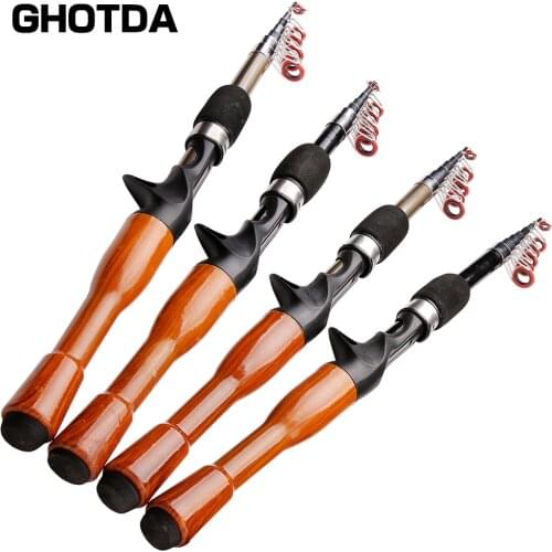 Rod and Reel Set Mini Wooden Handle spin/cast Portable Carbon Fishing Rod and Fishing Reel Set 130cm-180cm Raft Fishing