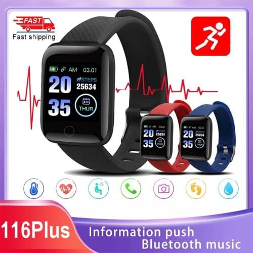 New 116 Plus Smart Watch Mens Digital Wrist Watches Smartwatch Heart Rate Monitor Fitness Pedometer Mulheres Relogios Digitais