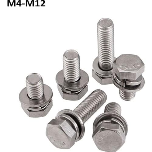 304 Stainless Steel External Hex Trimming Screws M4 M5 M6 M8 M10 M12 Three Combination Screws