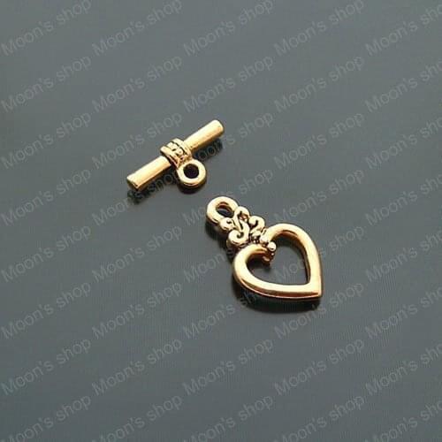 Wholesale Heart 17*13mm Antique Gold color Alloy OT Clasps Diy Bracelets Findings Accessories 20 sets (JM2287)
