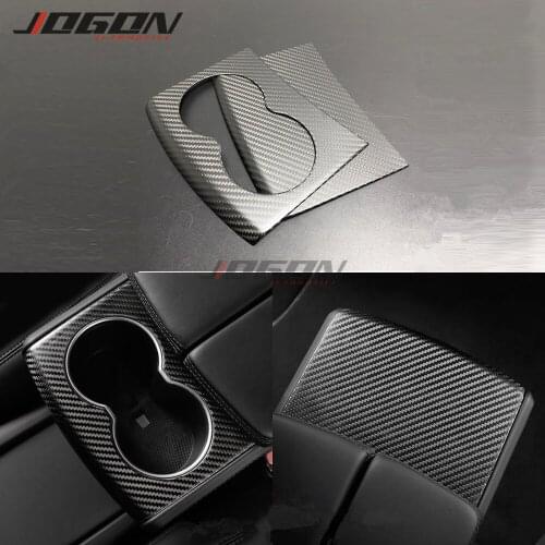 Carbon Fiber Made Car Interior Water Cup Holder Airvent Panel Trim Protection For Tesla Model X Model S 2015-2019