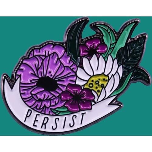Persist Feminism Liberalism Floral Enamel Pins Brooch Collecting Lapel Badges Men Women Fashion Jewelry Gifts Adorn Backpack Hat