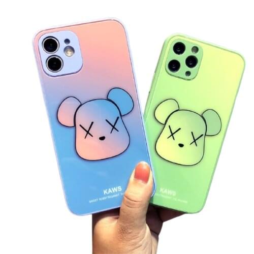 Anti-drop Liquid Glass Phone Case for Iphone 7 8 X XS 11 12 Cartoon Phone Case for Iphone 12 Pro Max Fashion Couple Phone Case