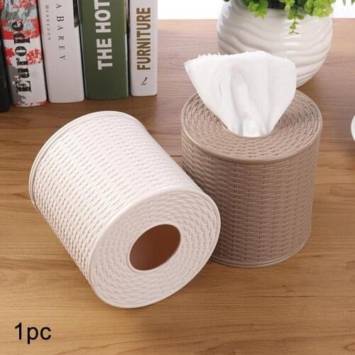 Dustproof Round cover Rattan style vintage Napkin Toilet roll paper Holder Storage Desktop Hotel home decor kitchen Tissue Box
