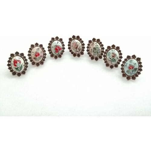 Adjustable ring with decorative tile stone ring rings rings for women gothic jewelry jewelery vintage valentines day gift tile