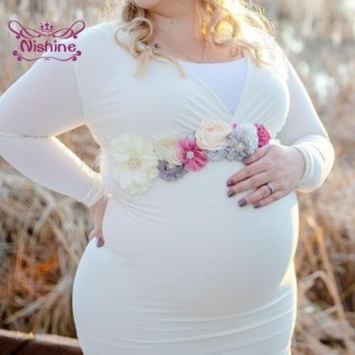 Fashion Artificial Flower Maternity Waistband and Brooch Set DIY Dress Decoration Belts Holiday or Anniversary Gifts Photo Props