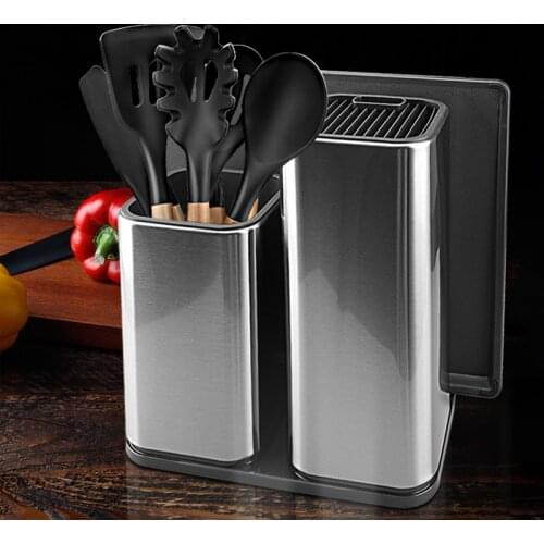 Stainless Steel Knife Holder Can Drain Kitchen Supplies Storage Rack Insert Knife Rack Knife Holder