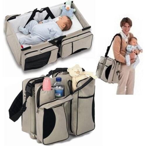 Baby 3 In 1 Waterproof Baby Travel Crib Changing Diapers Foldable Mummy Shoulder Bag Baby Nappy Bag Bassinet Crib Diapers Tote