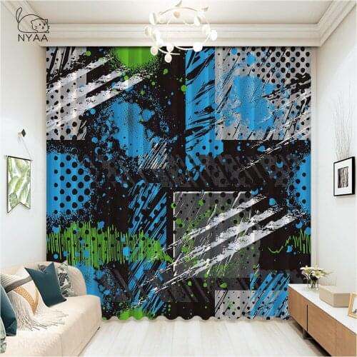 Cool Street Style Curtain For Living Room Hotel Graffiti Print Window Curtain Home Decoration Curtains In The Room Micro Shading