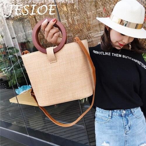 Handbags Retro Straw Ring Shoulder Bags Fashion Designer Crossbody Bag for Women Casual Beach Tote Female Vintage Messenger Bags