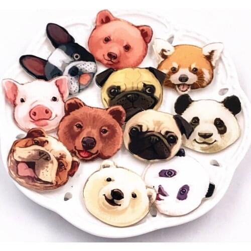 1Pcs Active Animals Panda Dog Brooches for Women Kids Lapel Pin Dress T-Shirt Skirt Decoration Badges lovely Gift