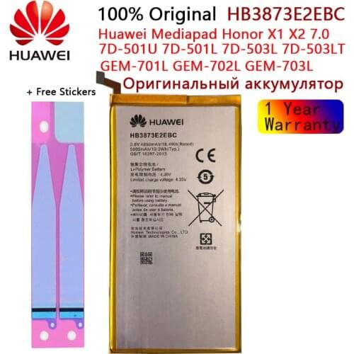 100% Orginal Huawei HB3873E2EBC 5000mAh Battery For Mediapad X1 X2 7.0"/7D-501U 7D-501L 7D-503L 7D-503LT GEM-701L/702L/703L