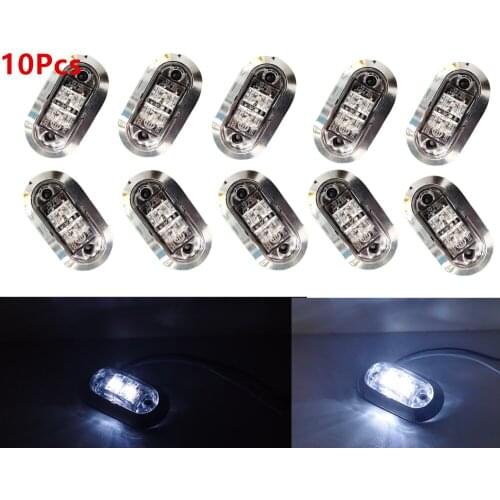 10x 10-30v E4 Chrome Bezel LED 2Diode license lamp Clearance Trailer Light Truck LED White Side Marker 24v Lamp 12v car lights