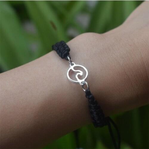 12pcs Lucky Adjustable Black Rope Weave Wave Bracelets Friendship Best Gifts For Women