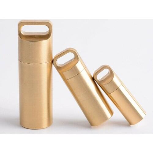 1x Travel Waterproof Brass Mini Pill Box Case Medicine Bottle Container Box