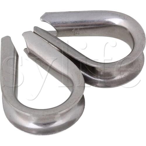 2 x Silver M14 304 Stainless Steel Cable Thimble for Wire Ropes European Style