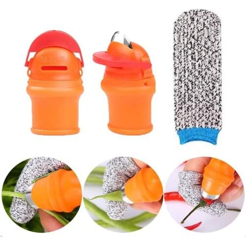 2Pcs/Set Silicone Thumb Knife Farm Vegetable Fruit Picker Finger Protector Finger Knife Vegetable Harvesting Knife Garden Tools
