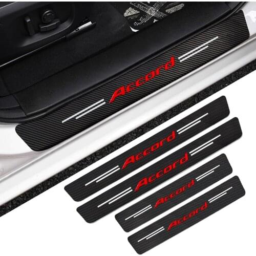 4Pcs Car Door Threshold Sill Sticker Scuff Plate Decals For Honda Fit Civic Accord 7 8 9 10 Pilot City Jazz CRV HRV Auto Styling
