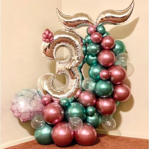 43Pcs Mermaid Tail Balloons Arch Set Little Mermaid Birthday Party Decorations Supplies Kids Birthday Wedding Party Decor Globos