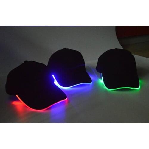 80 pcs LED Light Hat Glow Hat Black Fabric For Adult Baseball Caps Luminous 7 Colors For Selection Adjustment Size Xmas Party