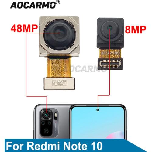 Aocarmo For Xiaomi Redmi Note 10 4G Back Rear Big Main and Front Camera Module Flex Cable 48MP Replacement Part