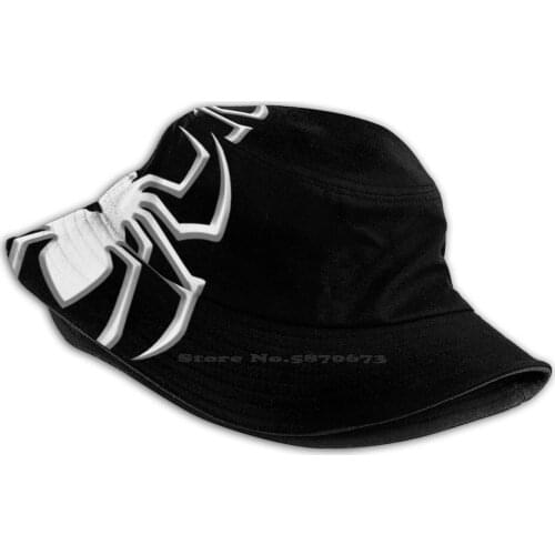 White Spider Symbol Korean Ladies Outdoor Sun Hat Bucket Cap Spider Web Logo Superhero Hero Comic Arachnid Wall Crawler Insect