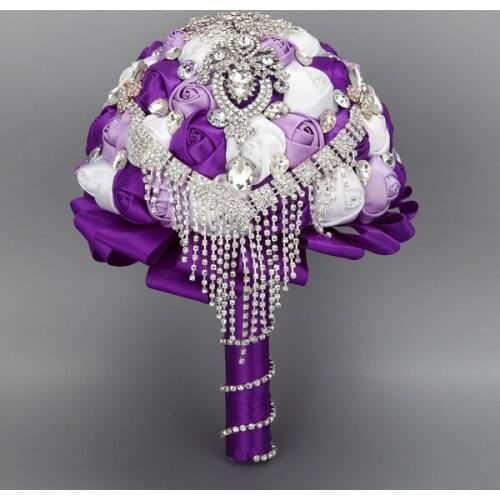 Free shipping custom handmade Artificial Marriage to a new 2016 design crystal brooch handmade wedding bouquet bridal bouquet