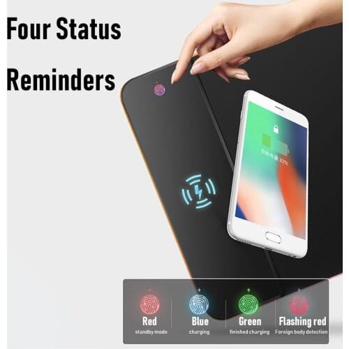 RGB Wireless 10w/15W Wireless Charging Mouse Pad RGB Qi Mobile Phone Fast Charger Mousepad Mat for Apple Xiaomi Samsung