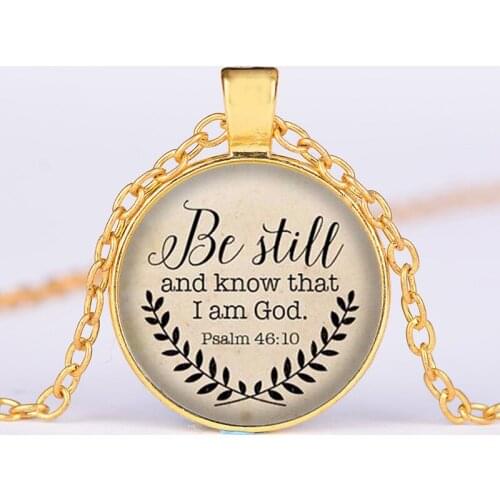 Bible Verse Necklace Be Still and Know That I am God Pendant Psalm 46:10 Quote Jewelry Your Choice of Finish 2017 hot selling
