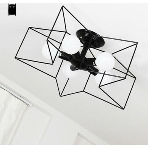 Black White Iron Star Ceiling Light Fixture Modern Minimalist Nordic Loft Hanging Lamp Plafon Lustre Avize Living Room Bedroom