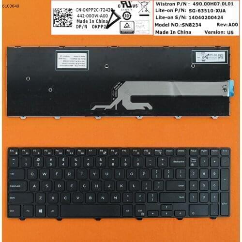 BLACK FRAME with Backlit New Laptop Replacement Keyboard for Dell Inspiron 5558 5559 5758 5755 5759 7557 7559 US