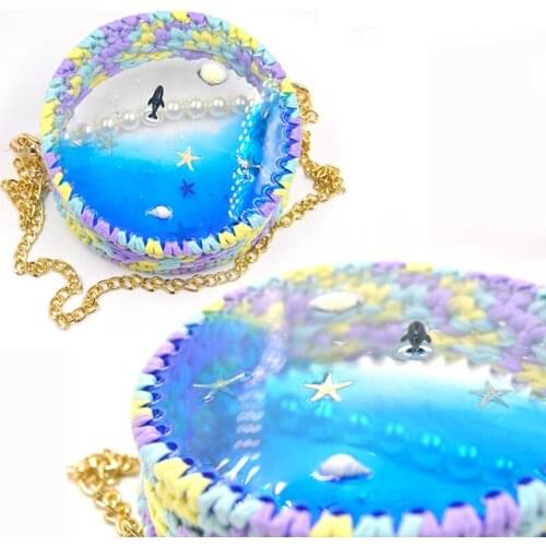 DM169 Round Cat Head Clutch Handbag Resin Silicone Mold Crystal DIY Purse Bag Silicon Mould For Craft Jewelry Epoksi Silikon