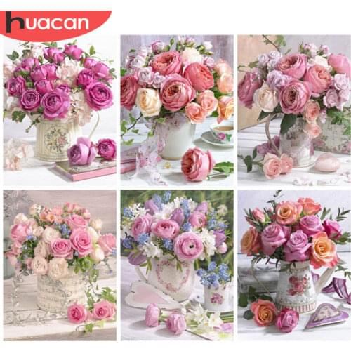 HUACAN Diamond Mosaic Flower Diamond Painting 5d Sets Painting With Diamonds Embroidery Full Square Picture Of Rhinestone