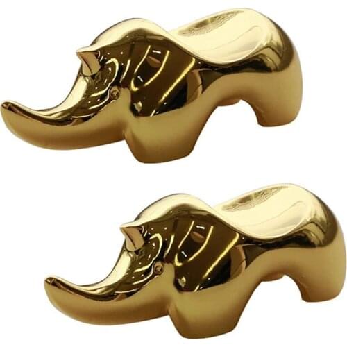 2PCS Zinc Alloy Rhino Shape Chopsticks Rest Spoons Stand Forks Knifes Holder Rack Stand Metal Craft Table Decoration