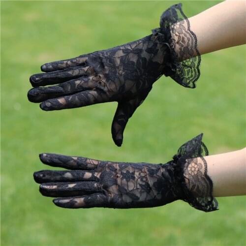 Lace gloves thin female models retro elegant ladies dress accessories lace sexy black mesh spring and summer sun