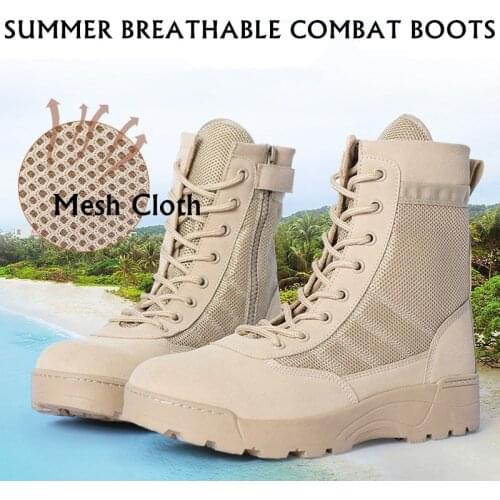 Summer Mesh Breathable Tactical Combat Boots Men Women Outdoor Hiking Sports Shoes 36-46 Size Ultralight Military Training Shoes