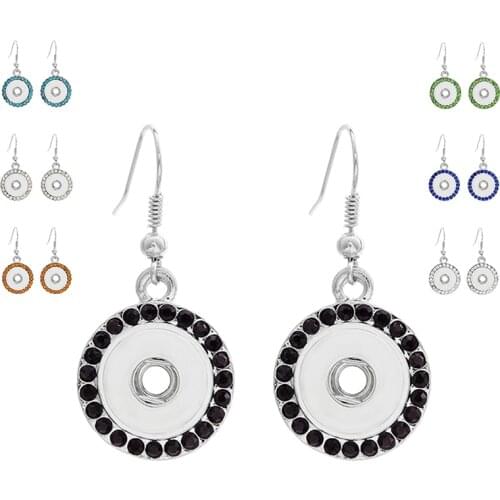 Fashion 1 Pair Vintage Metal Simple Elegant Snap Drop Earrings Fit 12MM Xinnver Snap Buttons DIY Xinnver Jewelry Wholesale ZI014