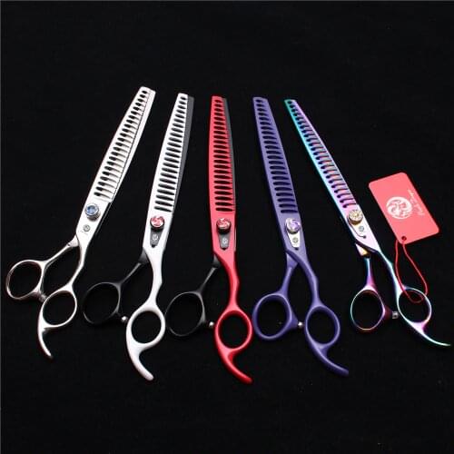 8" 22cm Japan 440C Purple Dragon Grooming-for-dog Thinning Scissors Fish Bone Teeth Pro Pets Hair Clipping Shears Add Bag Z4004