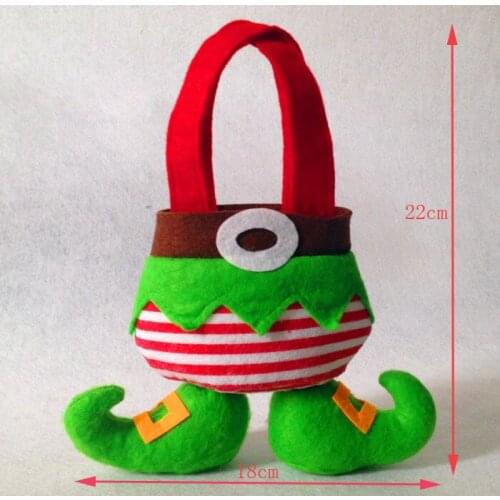 Wholesale 100Pcs/Lot 9 Inches Elf Candy Bag Christmas Gift Bag Christmas Decoration Supplies Free Shipping