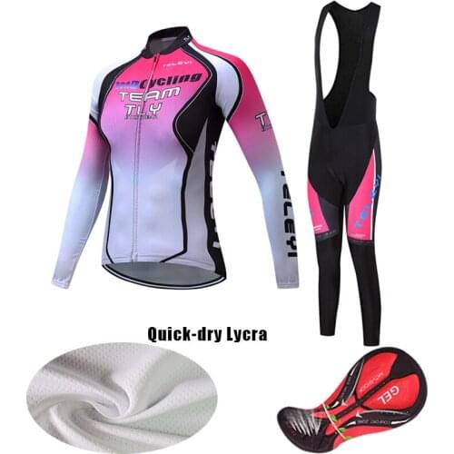 2021 Autumn Long Sleeve Bicycle Clothing Women Fashion Cycling Jersey Set BIB Kit Female Road Bike Clothes MTB Dress Suit Outfit